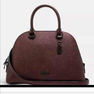 NWT - Coach Katy Satchel Purse Crossbody Metallic Crimson Gunmetal - Never Used